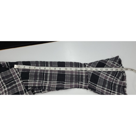 We The Free Woven Black Plaid Button Up Oversized Top Bell Sleeves Pockets Small - Picture 13 of 13